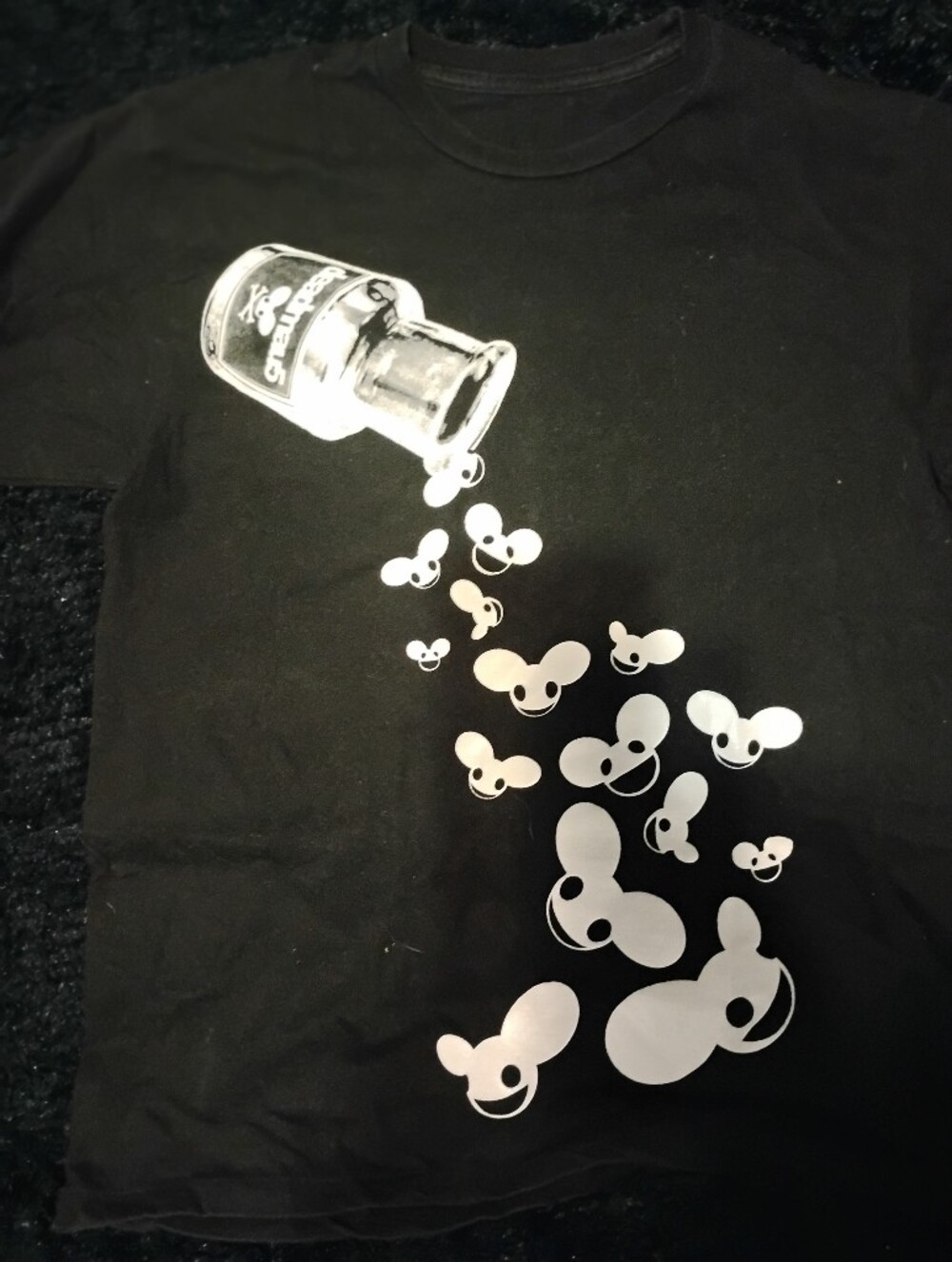 Deadmaus Tee with White Bottle & Bubble Print